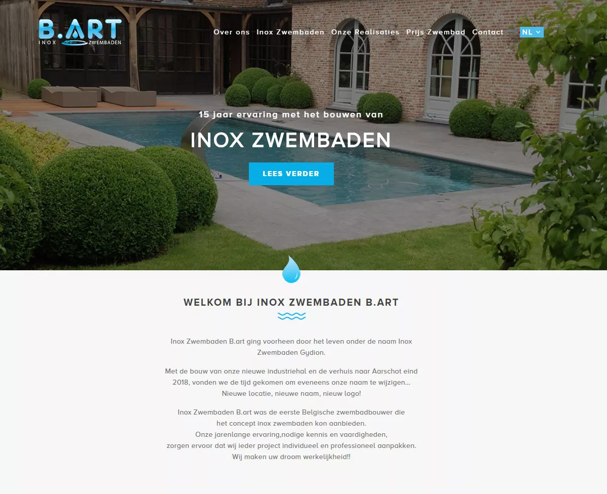 Website & logo Inox Zwembaden B.art